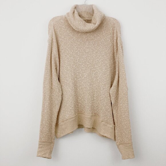 NWT Free People We The Free Tommy Turtleneck Sweater Size L Toasted Almond - Picture 2 of 10